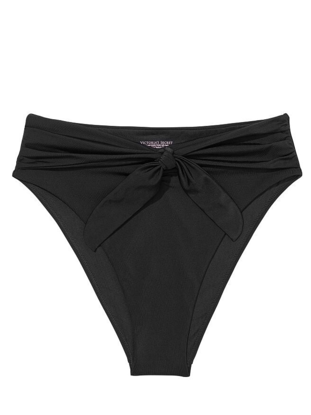 Victorias Secret High Waist Cheeky Bikini Bottom Women’s Size XS Black Bow Swim